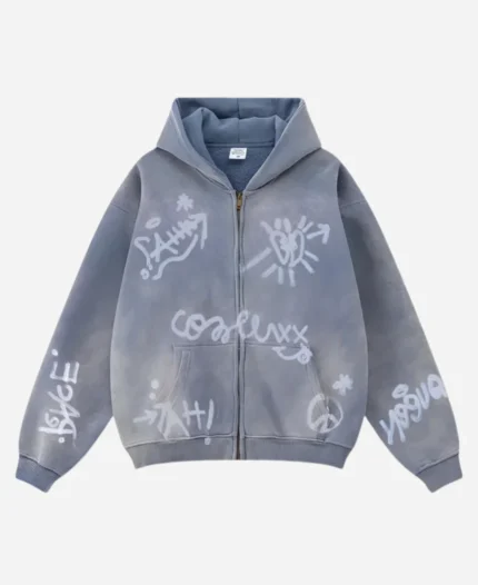 Inflation Graffiti Washed Zip Up Hoodie