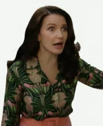 Kristin Davis TV Series And Just Like That Season 03 Charlotte York Green Printed Blouse