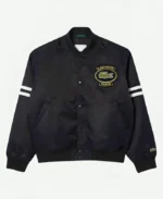 Lacoste Vintage Patch Black Varsity Bomber Jacket