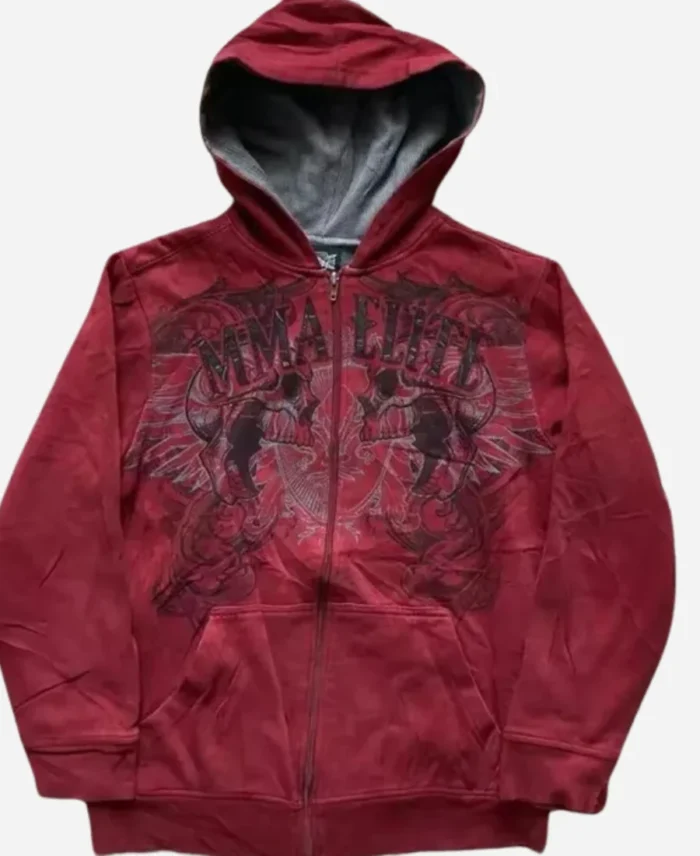 MMA-Elite-Red-Pullover-Hoodie-For-Unisex