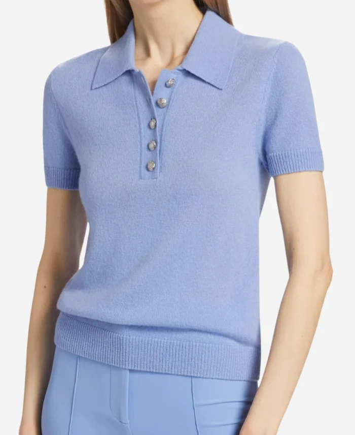 Mae Buckley The Waterfront S01 Blue Polo Top