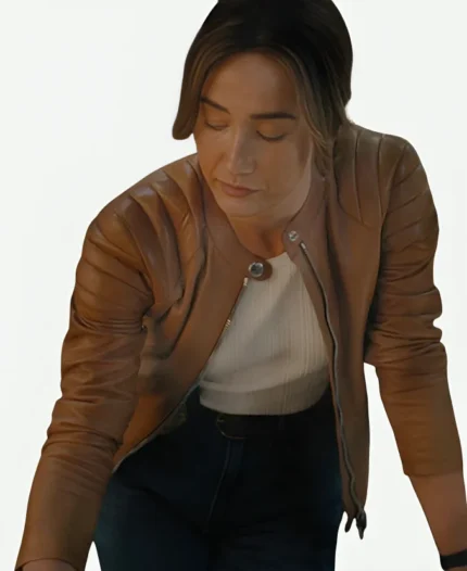 Maggie Q Ballard S01 Brown Leather Jacket