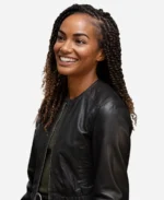 Mekia Cox Tv Series The Rookie Season 07 Nyla Harper Black Leather Jacket