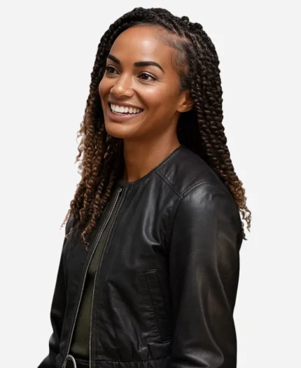 Mekia Cox Tv Series The Rookie Season 07 Nyla Harper Black Leather Jacket