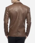 Men's 2 Button Lambskin Brown Leather Blazer