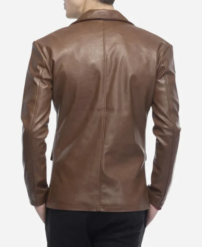 Men's 2 Button Lambskin Brown Leather Blazer