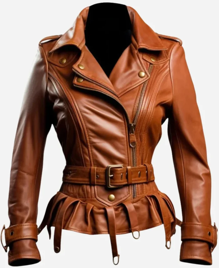 Men's Asymmetrical Brown Leather Jacket