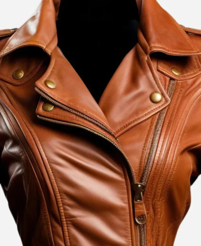 Men's Asymmetrical Leather Brown Jacket