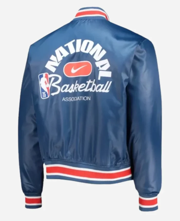 Men’s NBA Nike Blue 75th Anniversary Courtside Satin Full-Snap Jacket 