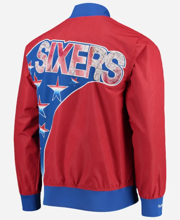 Mitchell-Ness-Philadelphia-76ers-Hardwood-Classics-75th-Anniversary-Authentic-Warmup-Full-Snap-Red-Jacket