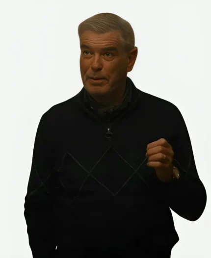 Mobland 2025 Pierce Brosnan Blue Sweater