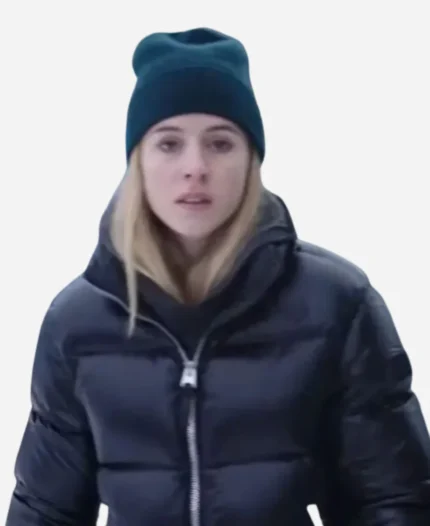 Movie The Åre Murders 2025 Carla Sehn Black Puffer Jacket