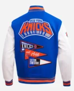 NBA New York Knicks Blue Wool Varsity Jacket