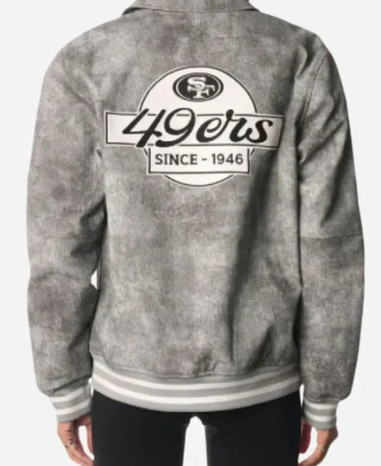 NBA San Francisco 49ers Grey Faux Leather Jacket