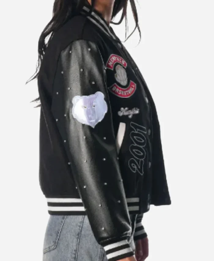 NBA-Team-Memphis-Grizzlies-2025-Black-Sparkle-Varsity-Bomber-Jacket-For-Womens