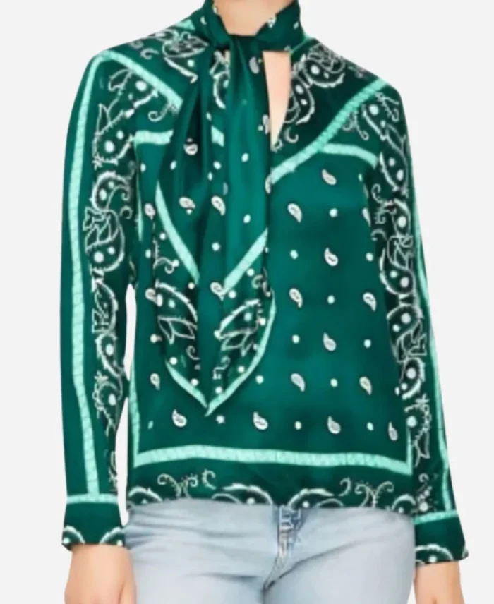 NBC-News-Daily-Savannah-Sellers-Green-Bandana-Print-Tie-Neck-Blouse