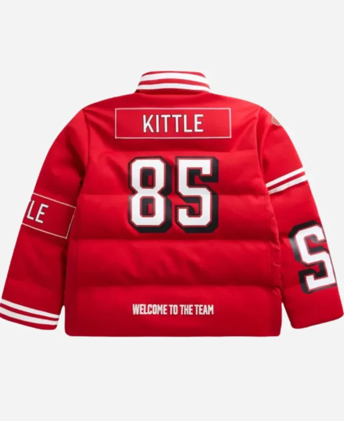 NFL Player 2025 George Kittle Scarlet San Francisco 49ers Red Puffer Jacket