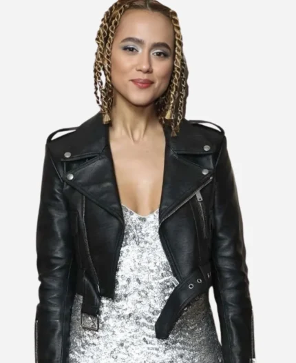 Nathalie Emmanuel BAFTA 2025 Leather Jacket