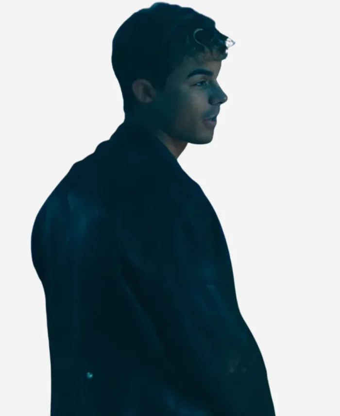 Nick Movie My Fault London 2025 Matthew Broome Black Leather Jacket