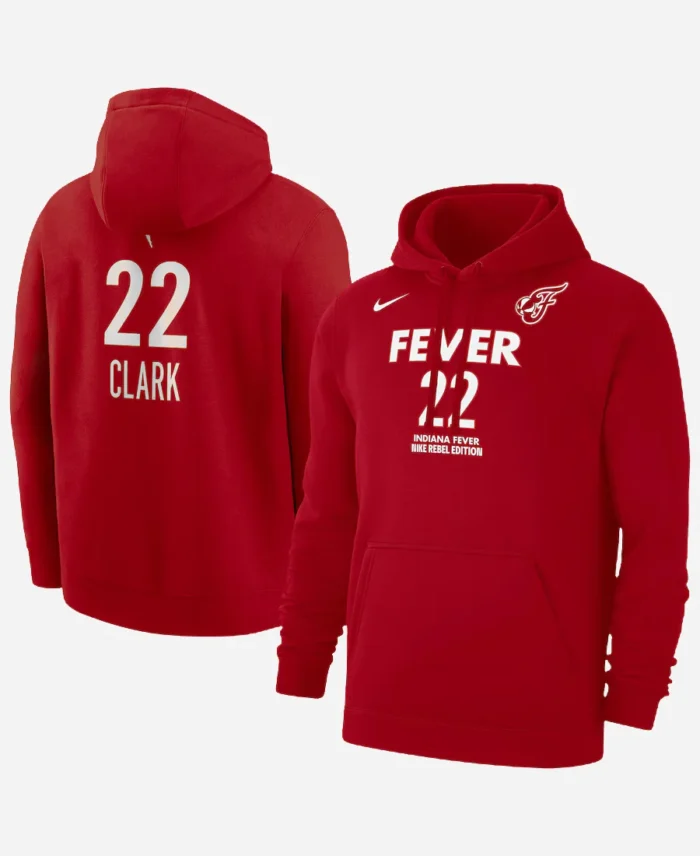 Nike Indiana Fever Caitlin Clark Rebel Edition Name & Number Red Pullover Hoodie