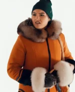 North Of North Anna Lambe Orange Fur Coat For Sale
