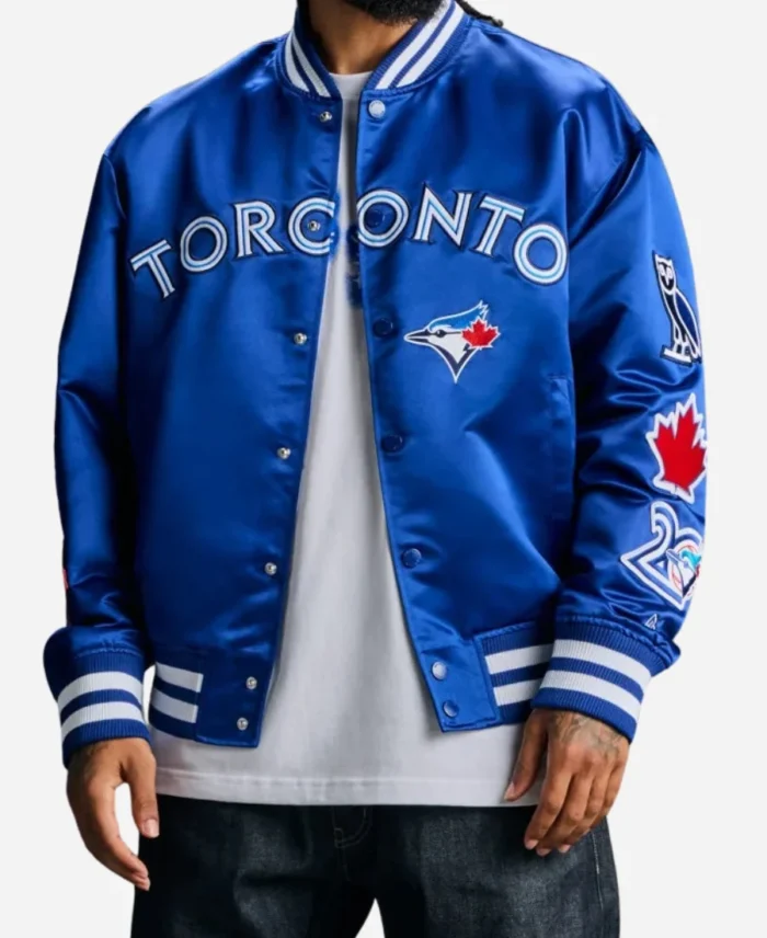 OVO X New Era Blue Jays Varsity Jacket