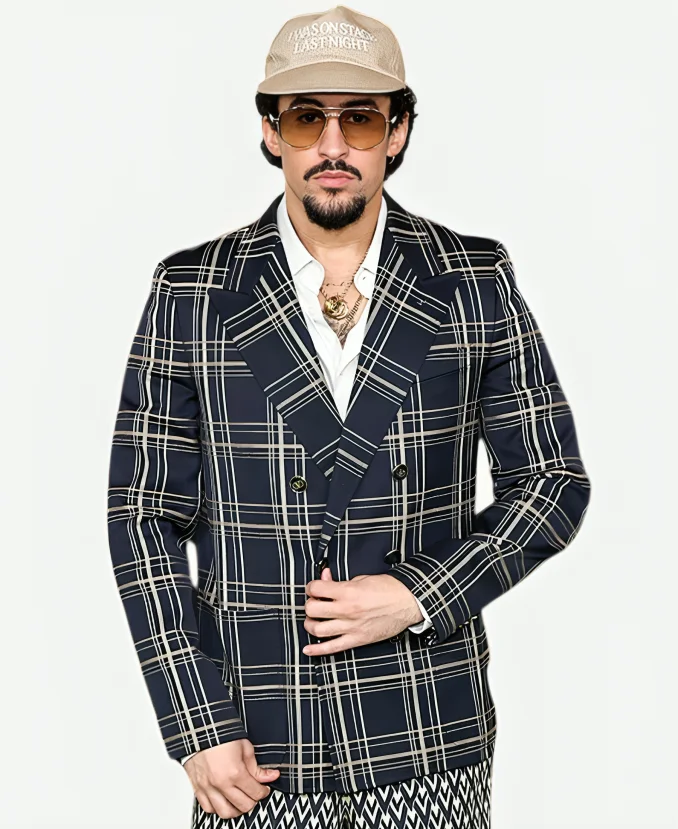 Oscar Movie Happy Gilmore 2 Premiere Bad Bunny Plaid Blazer Oscar Movie Happy Gilmore 2 Premiere Bad Bunny Plaid Blazer