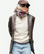 Paris Street Style 2025 Emma Watson Brown Leather Blazer