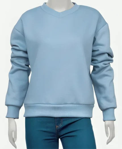 Sarah Jessica Parker And Just Like That S03 Blue V-Neck Sweatshirt