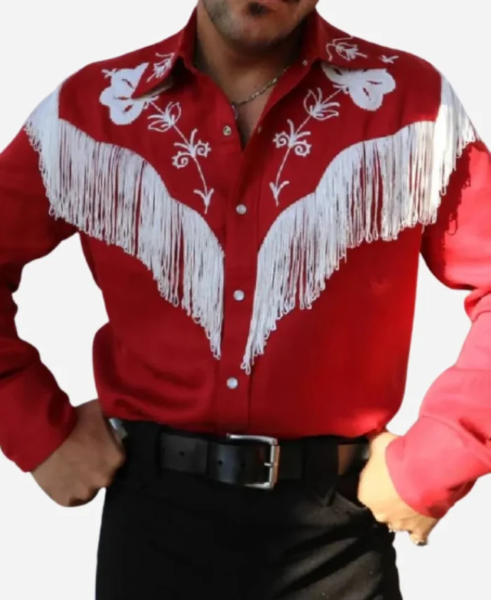 Slater Nalley American Idol Season 23 Red Western Fringe Shirt