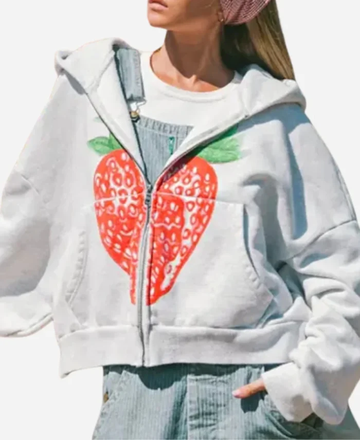 Strawberry Elwood Zip Rectangle Grey Hoodie