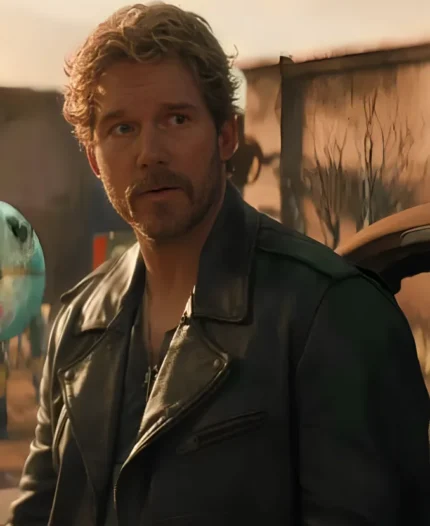 The Electric State Chris Pratt Black Leather Jacket