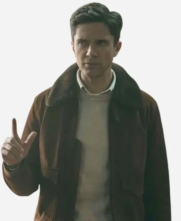 Topher Grace The Waterfront Brown Shearling Jacket