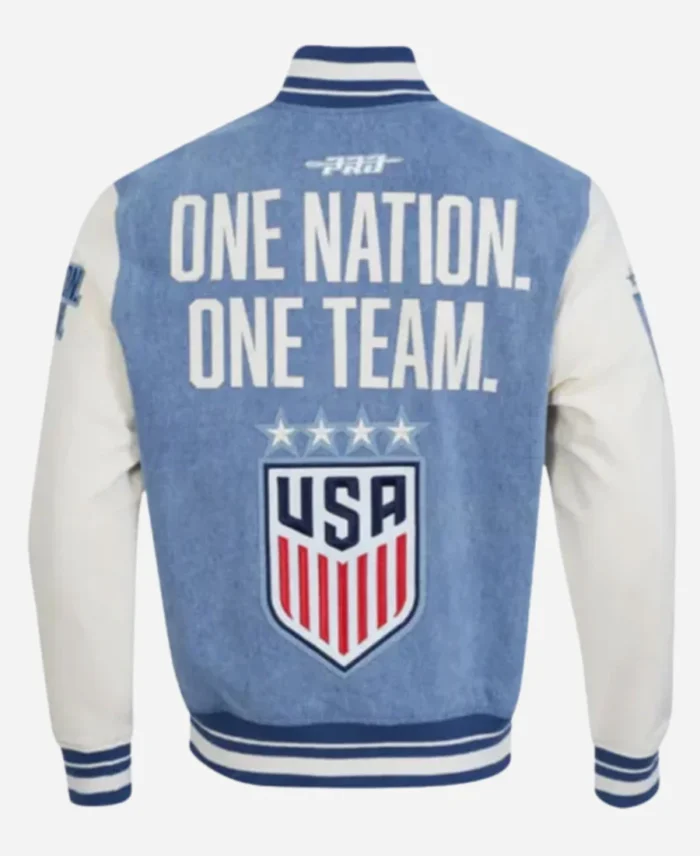 US Soccer 2025 Blue Denim Varsity Jacket