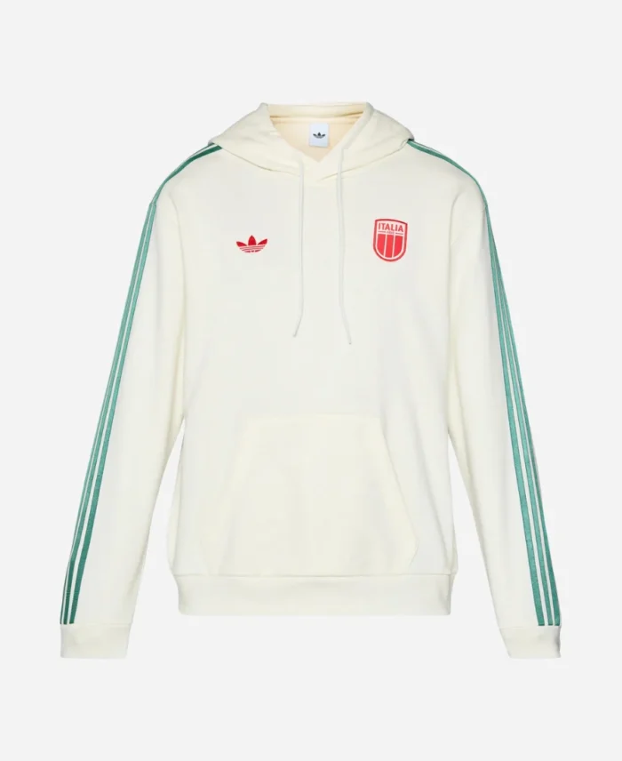 Unisex Adidas Italy Euro 2025 White Pullover Hoodie For Sale