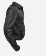 Unisex German Military Surplus Black Leather Jacket For Sale