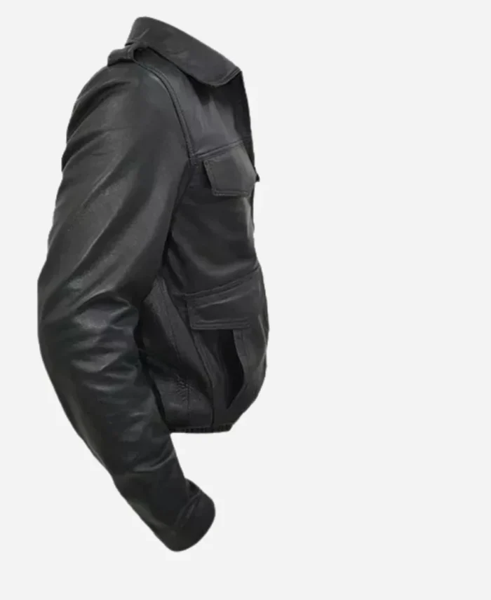 Unisex German Military Surplus Black Leather Jacket For Sale