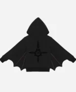Unisex Ghost Bat Wing Black Hoodie For Sale