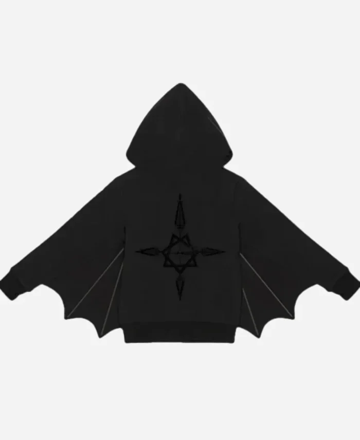 Unisex Ghost Bat Wing Black Hoodie For Sale