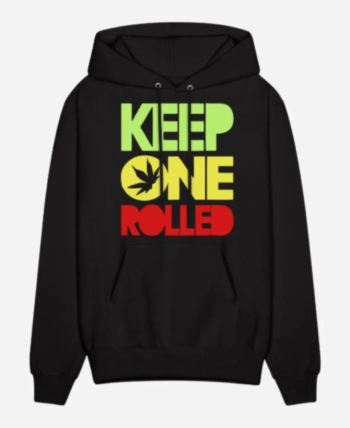 Unisex Keep One Rolled Pullover Black Hoodie For Sale