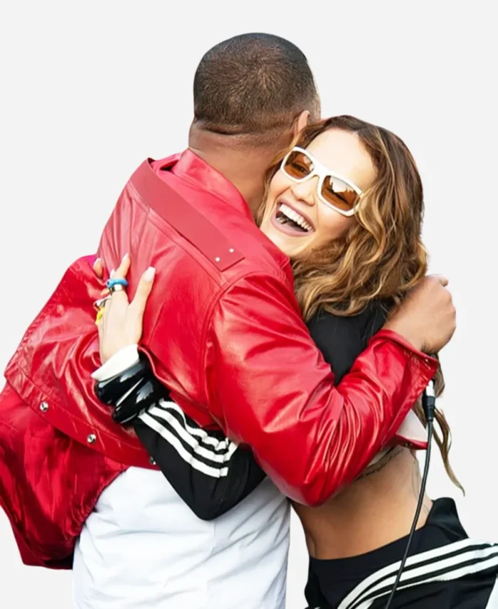 Will Smith London Cross Station Red Leather Jacket For Sale