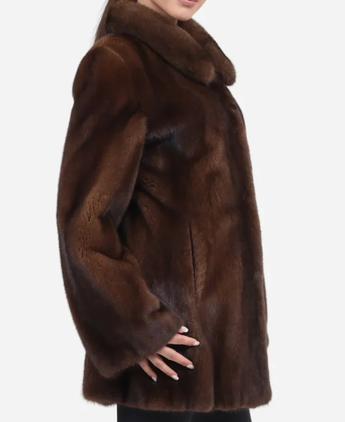 Women's Shearling Brown Mink Fur Jacket For Sale