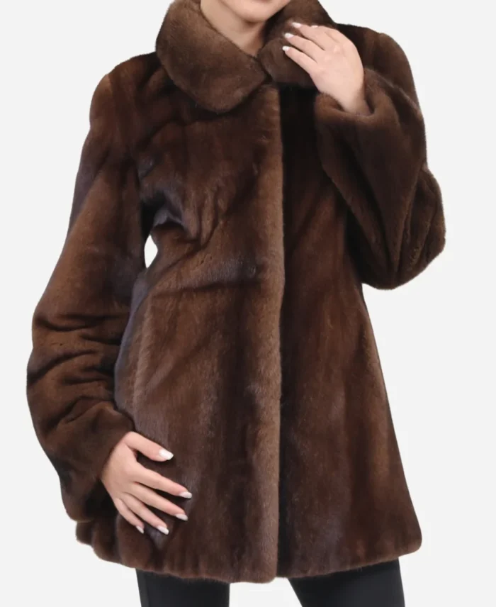 Women's Shearling Mink Fur Brown Jacket