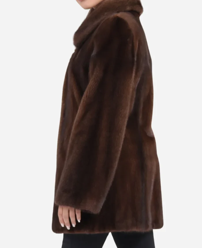 Women's Shearling Mink Fur Brown Jacket For Sale