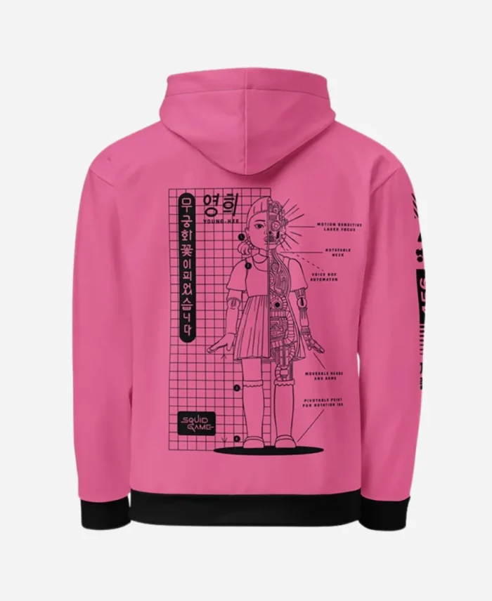 Young-Hee Techware Squid Game Pink Pullover Hoodie For Sale