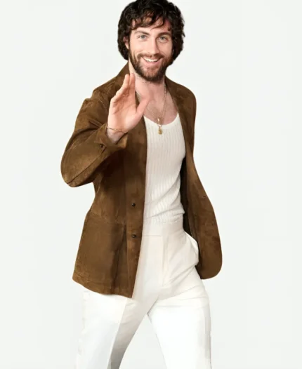 28 Years Later Movie Premiere 2025 Aaron Taylor-Johnson Brown Suede Leather Blazer