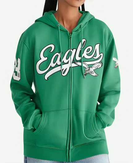 Aeropostale Philadelphia Eagles Script Full-Zip Green Hoodie