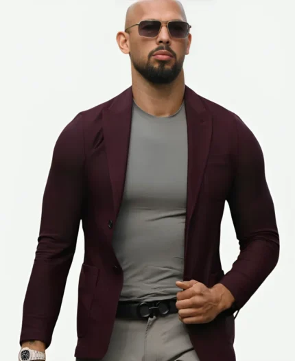 Andrew Tate Top G Maroon Blazer