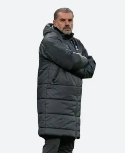 Ange Postecoglou Tottenham VS Leicester City Black Puffer Coat