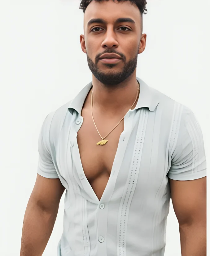 Bachelor In Paradise S10 Hakeem Moulton Mint Green Knit Shirt Bachelor In Paradise S10 Hakeem Moulton Mint Green Knit Shirt